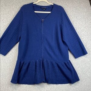 Lane Bryant full zip cardigan blue with peplum hem boho classic casual 22/24